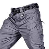 Mens Streetwear Casual Cargo Work Pants Amy Trousers Multi Pockets Gray_L