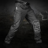 Mens Streetwear Casual Cargo Work Pants Amy Trousers Multi Pockets Black_L