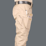 Mens Streetwear Casual Cargo Work Pants Amy Trousers Multi Pockets Khaki_S