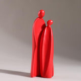 Abstract Human Family Sculpture Ornament Statue Decoration Adornment Red_A