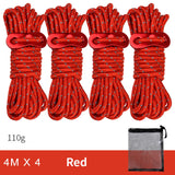 Maxbell 4x Reflective Guyline Camping Tent Rope Cord Guide Sailing Lanyard Red