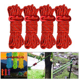Maxbell 4x Reflective Guyline Camping Tent Rope Cord Guide Sailing Lanyard Red