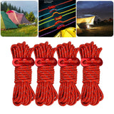 Maxbell 4x Reflective Guyline Camping Tent Rope Cord Guide Sailing Lanyard Red