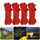 Maxbell 4x Reflective Guyline Camping Tent Rope Cord Guide Sailing Lanyard Red