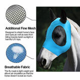 Maxbell Horse Fly Mask Protective Net Hood Horses Mask with Ears Cover Blue