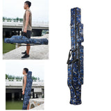 Maxbell Fishing Rod Bag Carrier Pole Storage Case Tackle Reel 2 Layers 130cm  Blue