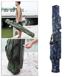 Maxbell Fishing Rod Bag Carrier Pole Storage Case Tackle Reel 2 Layers 150cm  Blue