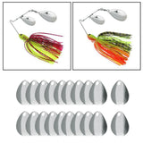 Maxbell 20x Metal Spinner Blades Smooth Finish Fishing Lure Making DIY Kit B Silver