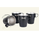 Maxbell 4x Double Camping Cups Heating Preservative Wearable for Cooking w/Holder