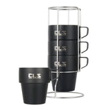Maxbell 4x Double Camping Cups Heating Preservative Wearable for Cooking w/Holder