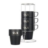 Maxbell 4x Double Camping Cups Heating Preservative Wearable for Cooking w/Holder