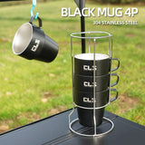 Maxbell 4x Double Camping Cups Heating Preservative Wearable for Cooking w/Holder