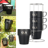 Maxbell 4x Double Camping Cups Heating Preservative Wearable for Cooking w/Holder