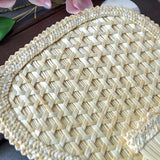 Maxbell Woven Straw Hand Fan Handheld Decorative Fans for Outdoor Home 37x25cm