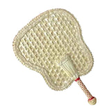Maxbell Woven Straw Hand Fan Handheld Decorative Fans for Outdoor Home 37x25cm