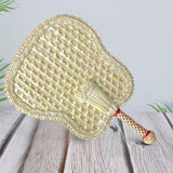 Maxbell Woven Straw Hand Fan Handheld Decorative Fans for Outdoor Home 37x25cm