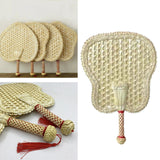 Maxbell Woven Straw Hand Fan Handheld Decorative Fans for Outdoor Home 37x25cm
