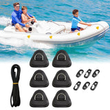 Maxbell PVC D Ring Patch Stainless Steel D Ring Deck Rigging for Surfboard Black