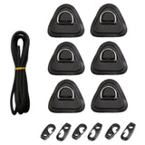 Maxbell PVC D Ring Patch Stainless Steel D Ring Deck Rigging for Surfboard Black