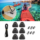 Maxbell PVC D Ring Patch Stainless Steel D Ring Deck Rigging for Surfboard Black