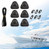 Maxbell PVC D Ring Patch Stainless Steel D Ring Deck Rigging for Surfboard Black