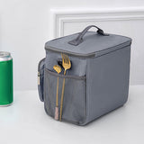 Maxbell Insulated Lunch Bag Lunch Boxes with Side Mesh Pocket for Travel Work Picnic Gray
