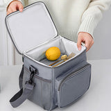 Maxbell Insulated Lunch Bag Lunch Boxes with Side Mesh Pocket for Travel Work Picnic Gray