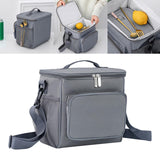 Maxbell Insulated Lunch Bag Lunch Boxes with Side Mesh Pocket for Travel Work Picnic Gray
