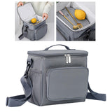 Maxbell Insulated Lunch Bag Lunch Boxes with Side Mesh Pocket for Travel Work Picnic Gray