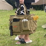 Maxbell Portable Oxford Multi Pockets Garden Tool Storage Tote Bag for Outdoor Khaki