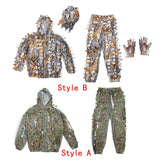 Maxbell Leaves Ghillie Suit Set Woodland Hunting Hooded Jacket Pant for Farming