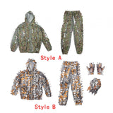 Maxbell Leaves Ghillie Suit Set Woodland Hunting Hooded Jacket Pant for Farming