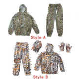 Maxbell Leaves Ghillie Suit Set Woodland Hunting Hooded Jacket Pant for Farming