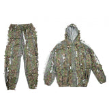 Maxbell Leaves Ghillie Suit Set Woodland Hunting Hooded Jacket Pant for Farming