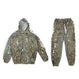 Maxbell Leaves Ghillie Suit Set Woodland Hunting Hooded Jacket Pant for Farming