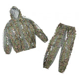 Maxbell Leaves Ghillie Suit Set Woodland Hunting Hooded Jacket Pant for Farming