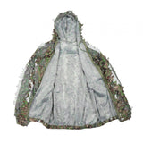 Maxbell Leaves Ghillie Suit Set Woodland Hunting Hooded Jacket Pant for Farming