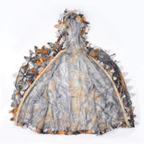 Maxbell Leaves Ghillie Suit Set Woodland Hunting Hooded Jacket Pant for Farming