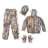 Maxbell Leaves Ghillie Suit Set Woodland Hunting Hooded Jacket Pant for Farming