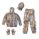 Maxbell Leaves Ghillie Suit Set Woodland Hunting Hooded Jacket Pant for Farming