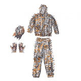 Maxbell Leaves Ghillie Suit Set Woodland Hunting Hooded Jacket Pant for Farming