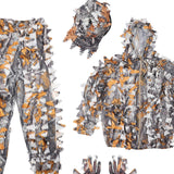 Maxbell Leaves Ghillie Suit Set Woodland Hunting Hooded Jacket Pant for Farming