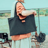 Maxbell Black Canvas Women Shoulder Tote Bag Picnics Retro Durable