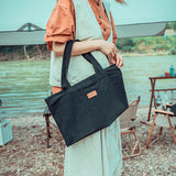Maxbell Black Canvas Women Shoulder Tote Bag Picnics Retro Durable