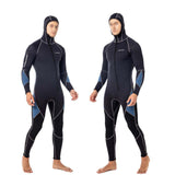 Maxbell Full Body Wetsuit with Long Zipper Long Sleeve Hooded Wetsuit for Fishing Gray Medium