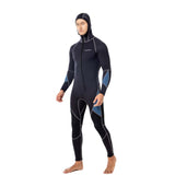 Maxbell Full Body Wetsuit with Long Zipper Long Sleeve Hooded Wetsuit for Fishing Gray Medium