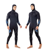 Maxbell Full Body Wetsuit with Long Zipper Long Sleeve Hooded Wetsuit for Fishing Gray XXXXL