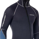 Maxbell Full Body Wetsuit with Long Zipper Long Sleeve Hooded Wetsuit for Fishing Gray XXXXL