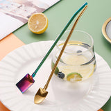 Maxbell Stainless Steel Straw Long Handle Spoon with Brush Straight and Tip