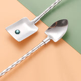 Maxbell Stainless Steel Straw Long Handle Spoon with Brush Straight and Tip